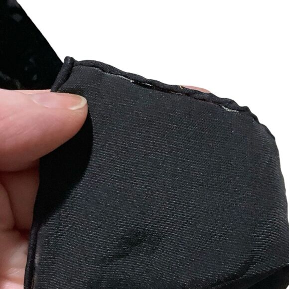 Black Velvet Burnout Scarf Rectangle Hand Rolled Hem - Picture 6 of 6